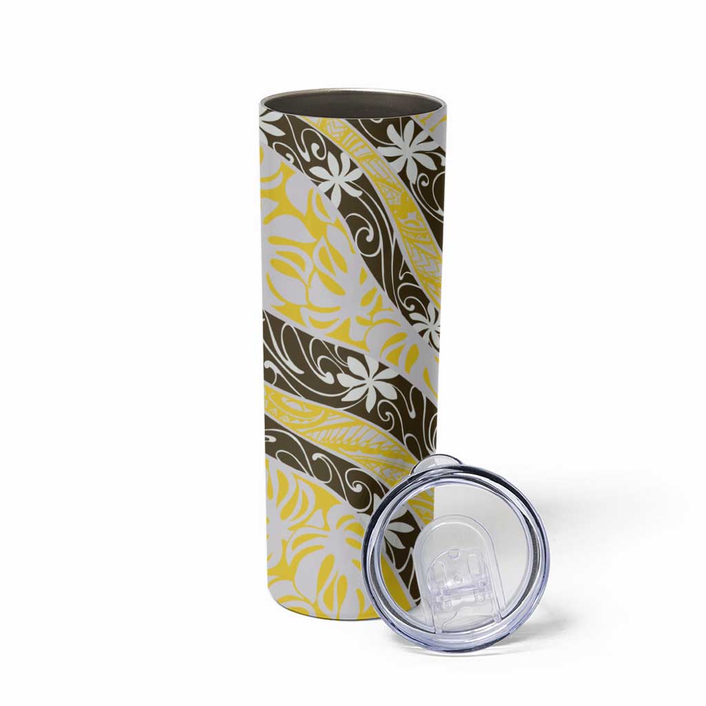 Rearea Tahiti Tiare Monstera Skinny Tumbler Polynesian Pattern Curve Style - Polynesian Pride