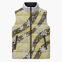 Rearea Tahiti Tiare Monstera Sleeveless Puffer Jacket Polynesian Pattern Curve Style - Polynesian Pride