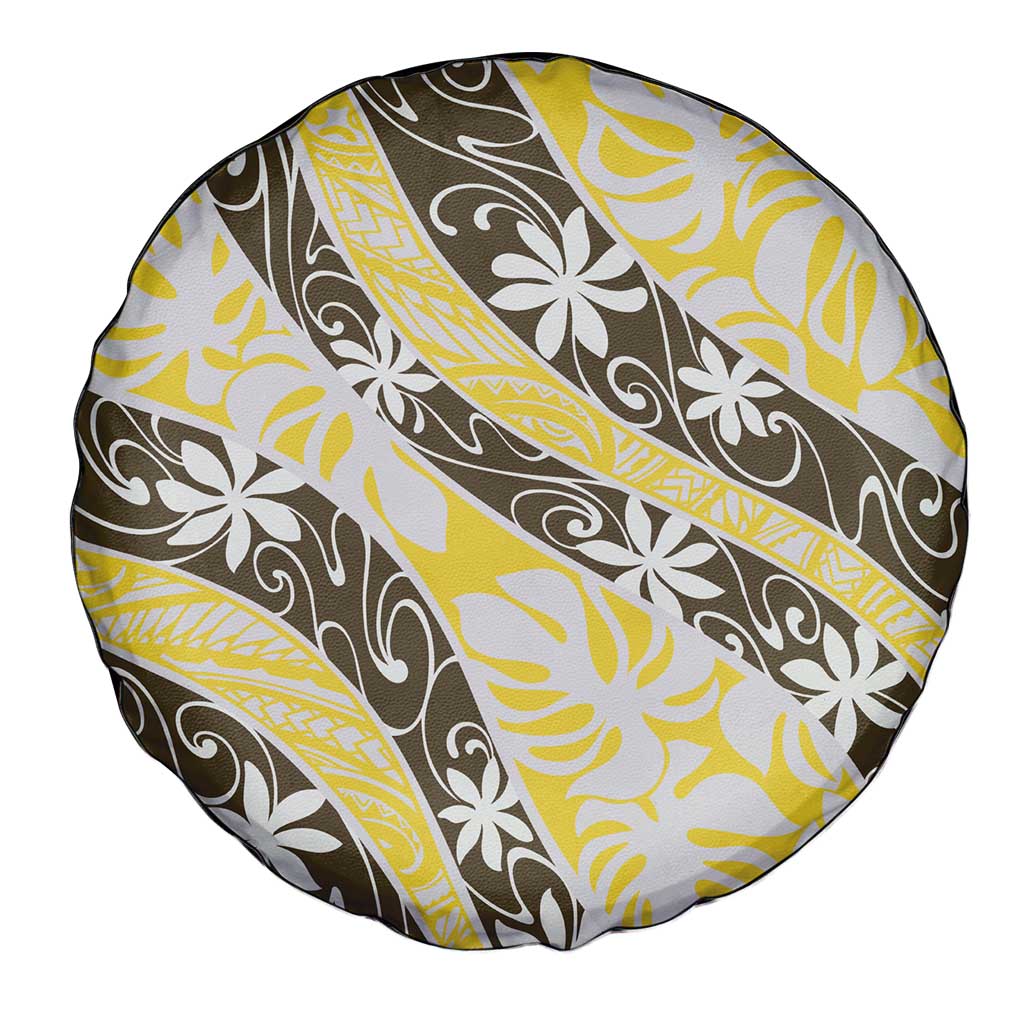 Rearea Tahiti Tiare Monstera Spare Tire Cover Polynesian Pattern Curve Style - Polynesian Pride