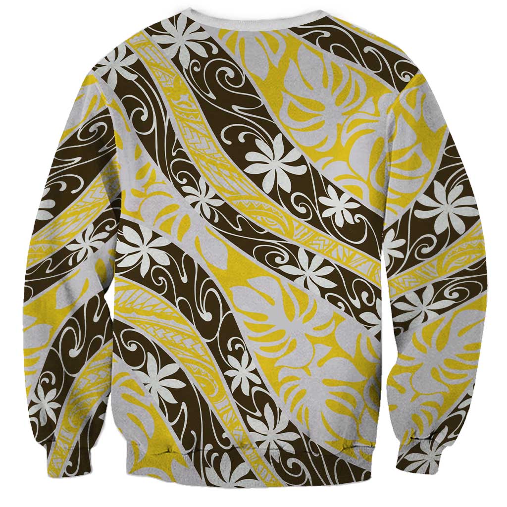 Rearea Tahiti Tiare Monstera Sweatshirt Polynesian Pattern Curve Style - Polynesian Pride