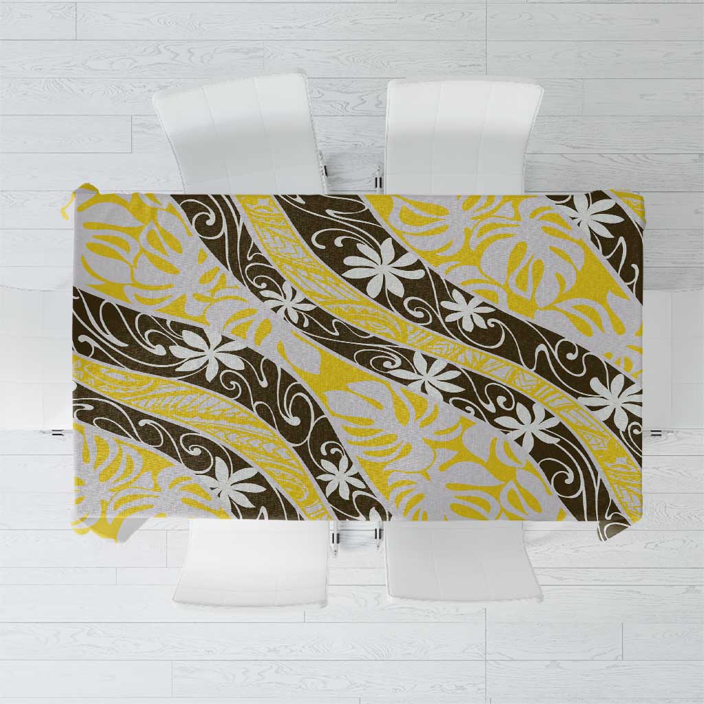 Rearea Tahiti Tiare Monstera Tablecloth Polynesian Pattern Curve Style - Polynesian Pride