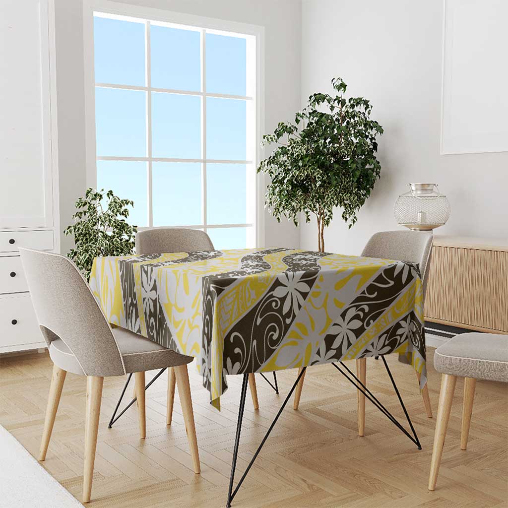 Rearea Tahiti Tiare Monstera Tablecloth Polynesian Pattern Curve Style - Polynesian Pride