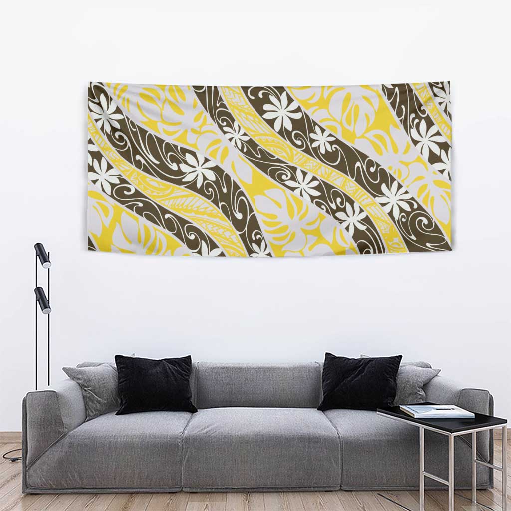 Rearea Tahiti Tiare Monstera Tapestry Polynesian Pattern Curve Style - Polynesian Pride