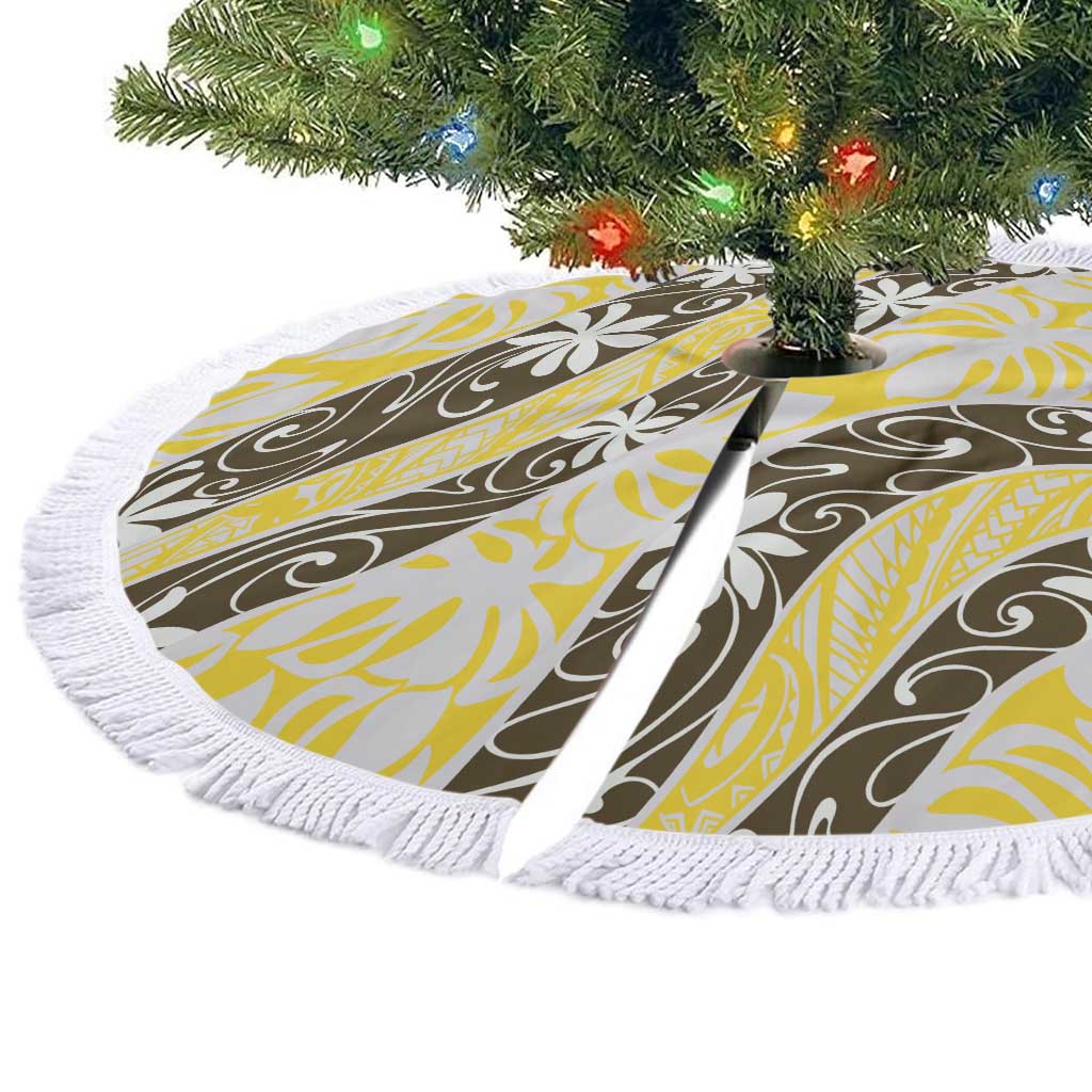 Rearea Tahiti Tiare Monstera Tree Skirt Polynesian Pattern Curve Style - Polynesian Pride