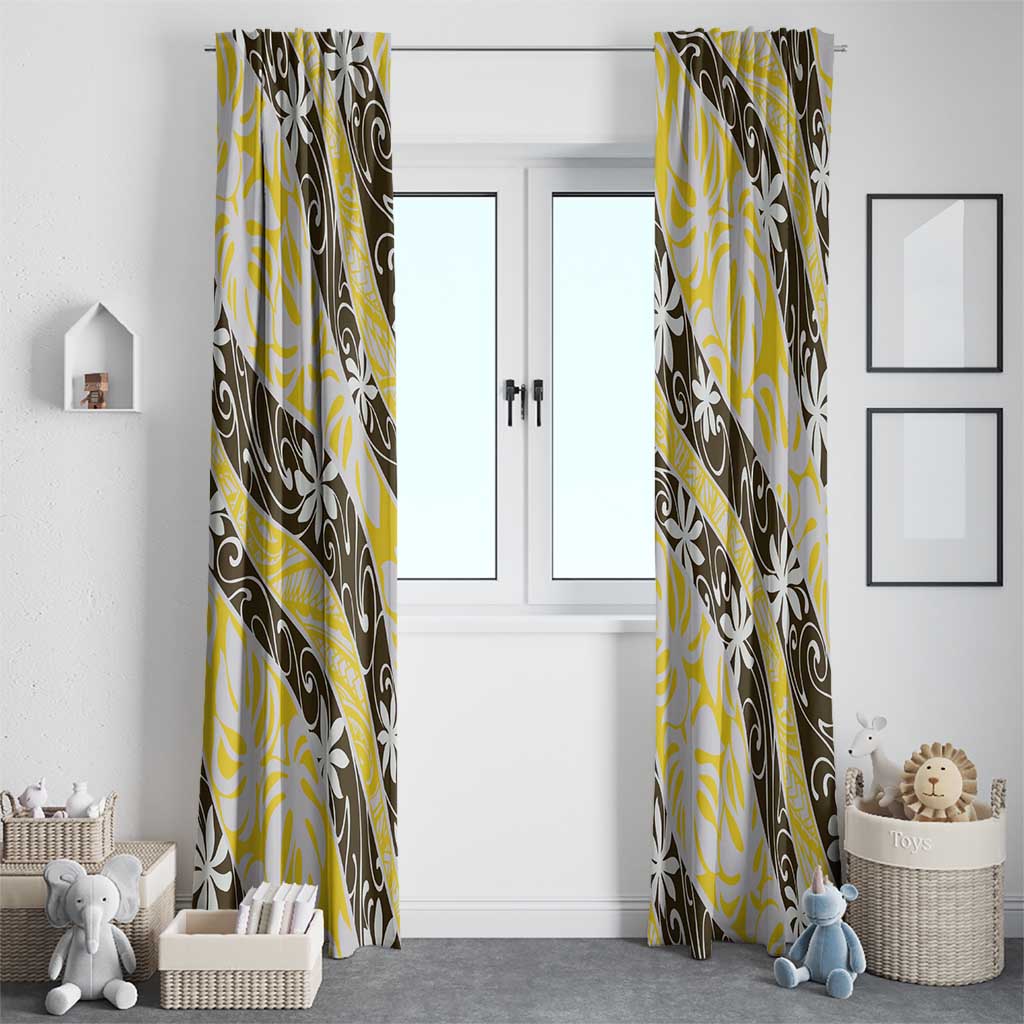 Rearea Tahiti Tiare Monstera Window Curtain Polynesian Pattern Curve Style - Polynesian Pride