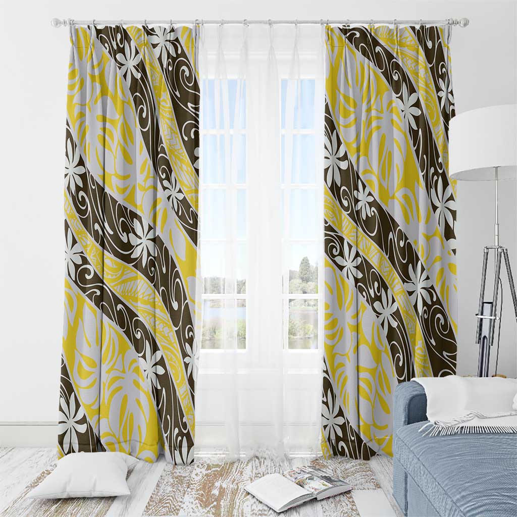 Rearea Tahiti Tiare Monstera Window Curtain Polynesian Pattern Curve Style - Polynesian Pride