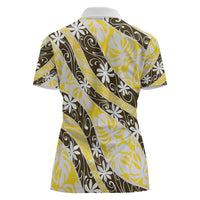 Rearea Tahiti Tiare Monstera Women Polo Shirt Polynesian Pattern Curve Style - Polynesian Pride
