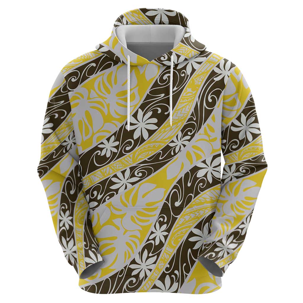 Rearea Tahiti Tiare Monstera Zip Hoodie Polynesian Pattern Curve Style - Polynesian Pride