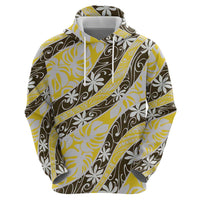 Rearea Tahiti Tiare Monstera Zip Hoodie Polynesian Pattern Curve Style - Polynesian Pride
