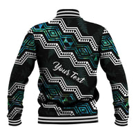 Personalised Taniko Aotearoa Mix Paua Shell Baseball Jacket Niho Taniwha Turquoise Glitter LT01 - Polynesian Pride