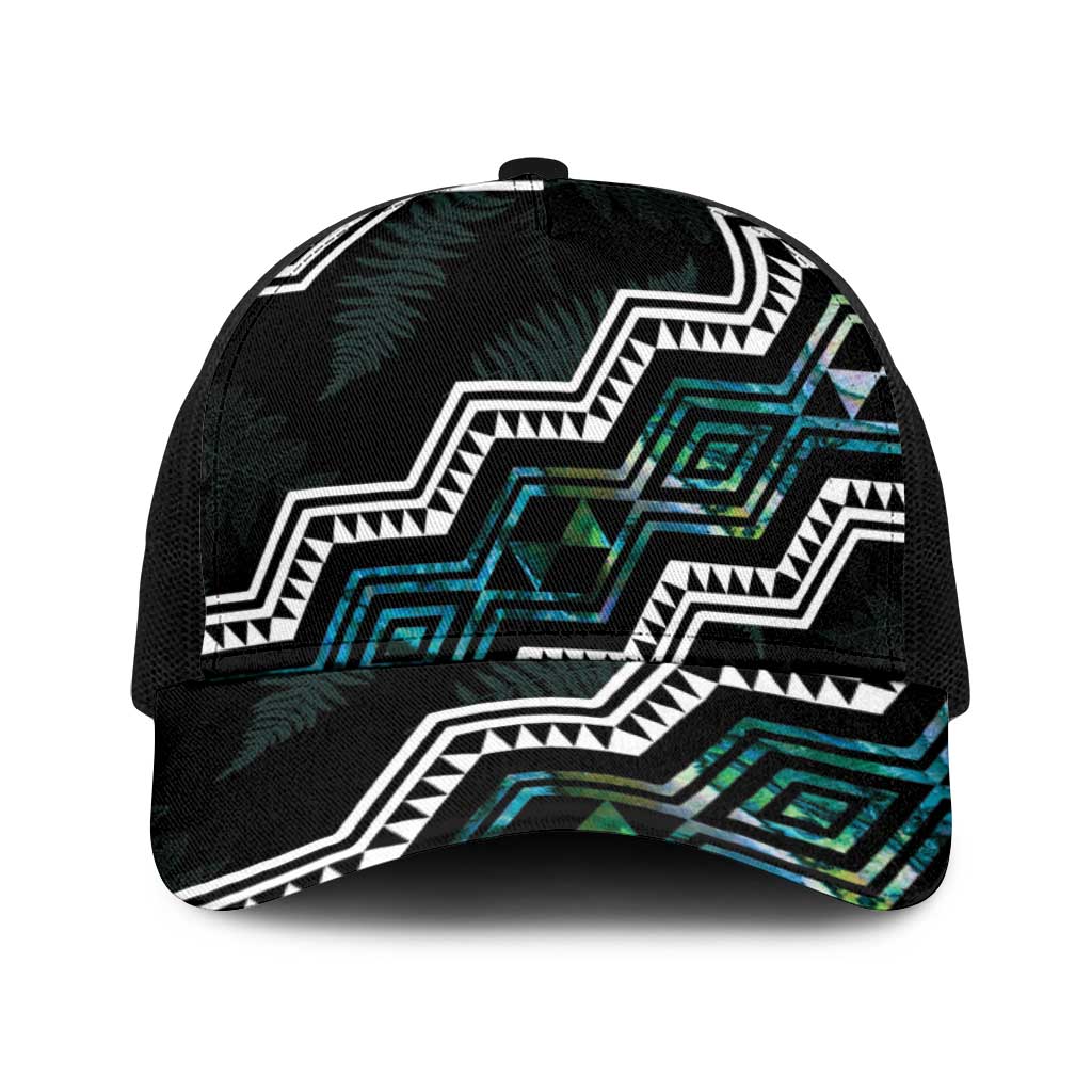 Taniko Aotearoa Mix Paua Shell Baseball Net Cap Niho Taniwha Turquoise Glitter - Polynesian Pride