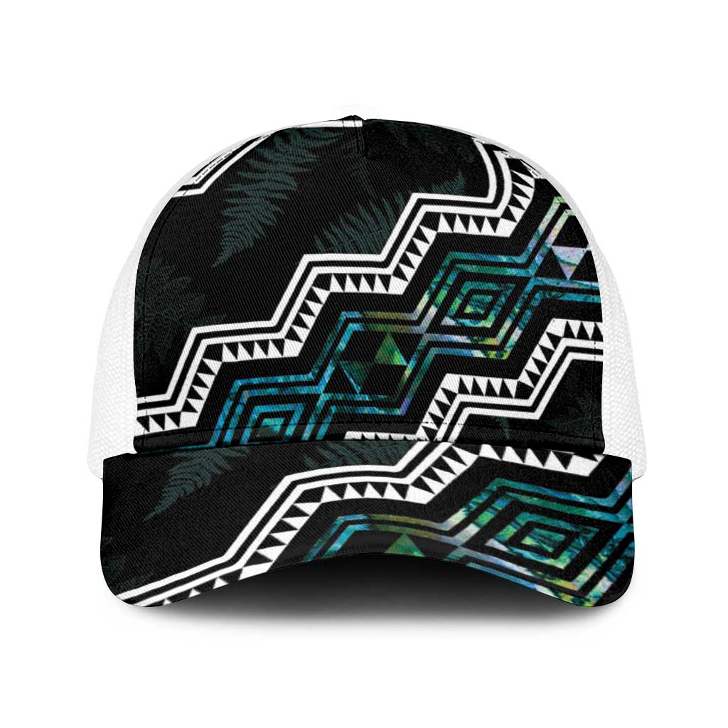 Taniko Aotearoa Mix Paua Shell Baseball Net Cap Niho Taniwha Turquoise Glitter - Polynesian Pride