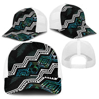 Taniko Aotearoa Mix Paua Shell Baseball Net Cap Niho Taniwha Turquoise Glitter - Polynesian Pride