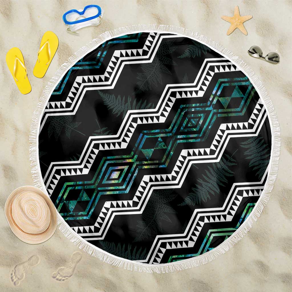Taniko Aotearoa Mix Paua Shell Beach Blanket Niho Taniwha Turquoise Glitter LT01 One Size 150cm Turquoise - Polynesian Pride