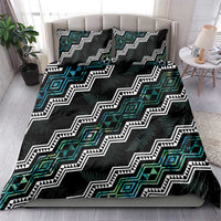 Personalised Taniko Aotearoa Mix Paua Shell Bedding Set Niho Taniwha Turquoise Glitter