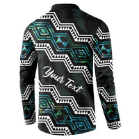 Personalised Taniko Aotearoa Mix Paua Shell Button Sweatshirt Niho Taniwha Turquoise Glitter