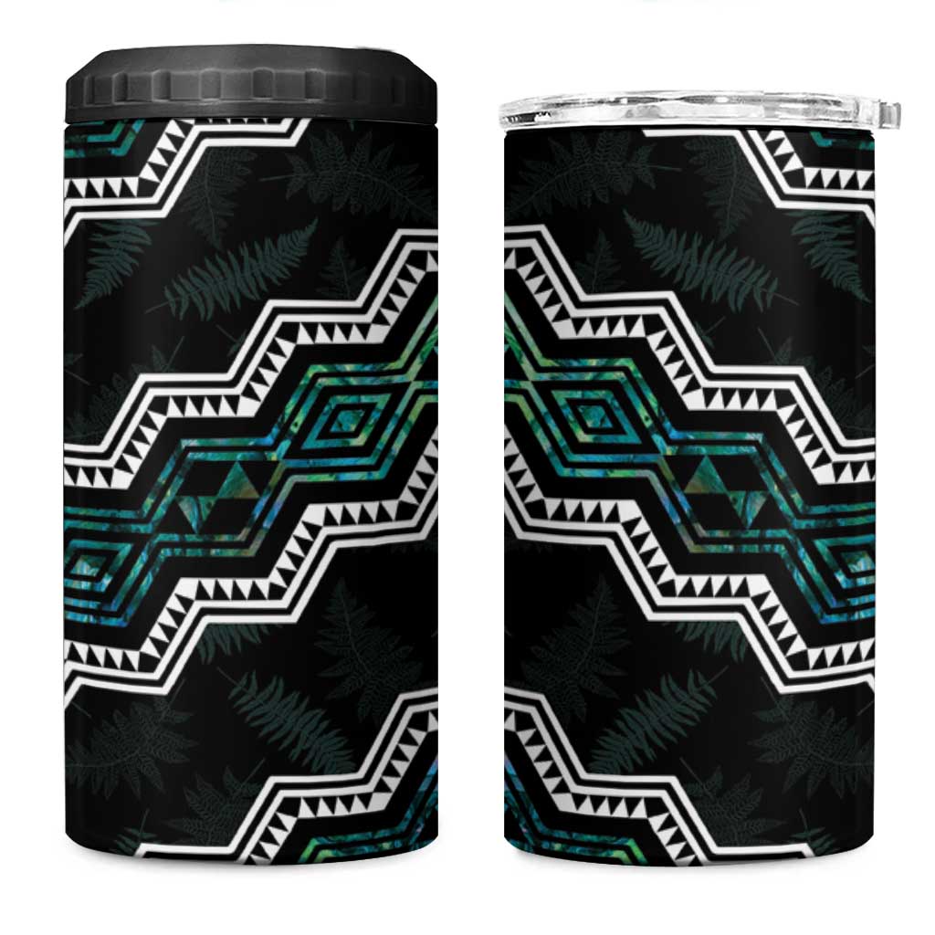 Taniko Aotearoa Mix Paua Shell 4 in 1 Can Cooler Tumbler Niho Taniwha Turquoise Glitter LT01 One Size: 16 oz Turquoise - Polynesian Pride