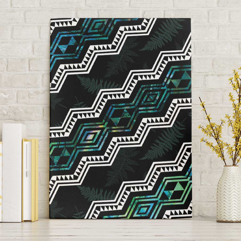 Taniko Aotearoa Mix Paua Shell Canvas Wall Art Niho Taniwha Turquoise Glitter LT01 Without Frame Turquoise - Polynesian Pride