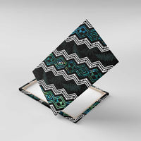 Taniko Aotearoa Mix Paua Shell Canvas Wall Art Niho Taniwha Turquoise Glitter LT01 With Frame Turquoise - Polynesian Pride