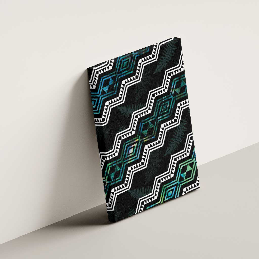 Taniko Aotearoa Mix Paua Shell Canvas Wall Art Niho Taniwha Turquoise Glitter LT01 - Polynesian Pride