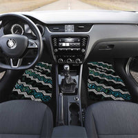 Personalised Taniko Aotearoa Mix Paua Shell Car Mats Niho Taniwha Turquoise Glitter LT01 Set 2pcs - Front Turquoise - Polynesian Pride