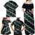 Personalised Taniko Aotearoa Mix Paua Shell Family Matching Off Shoulder Maxi Dress and Hawaiian Shirt Niho Taniwha Turquoise Glitter