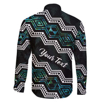 Personalised Taniko Aotearoa Mix Paua Shell Family Matching Off Shoulder Maxi Dress and Hawaiian Shirt Niho Taniwha Turquoise Glitter