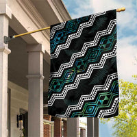 Taniko Aotearoa Mix Paua Shell Garden Flag Niho Taniwha Turquoise Glitter LT01 House Flag Turquoise - Polynesian Pride