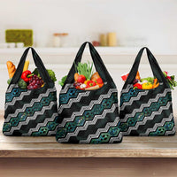 Taniko Aotearoa Mix Paua Shell Grocery Bag Niho Taniwha Turquoise Glitter LT01 3-pack One Size Turquoise - Polynesian Pride