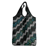 Taniko Aotearoa Mix Paua Shell Grocery Bag Niho Taniwha Turquoise Glitter LT01 - Polynesian Pride