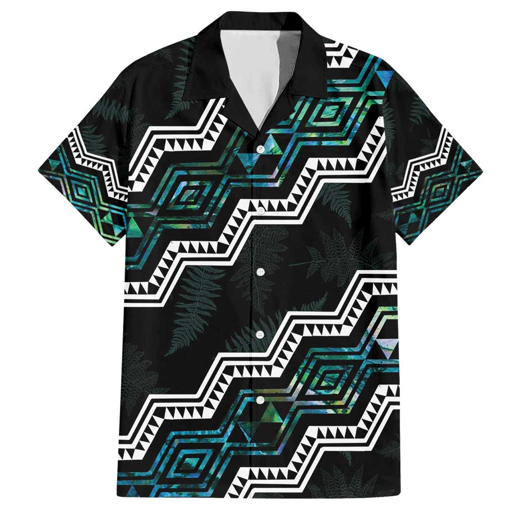 Personalised Taniko Aotearoa Mix Paua Shell Hawaiian Shirt Niho Taniwha Turquoise Glitter LT01 Turquoise - Polynesian Pride