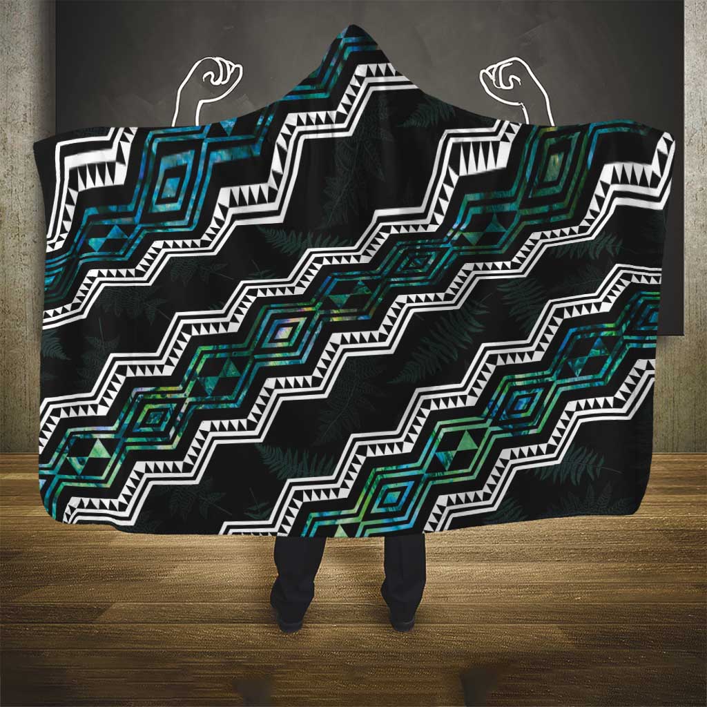 Taniko Aotearoa Mix Paua Shell Hooded Blanket Niho Taniwha Turquoise Glitter LT01 - Polynesian Pride