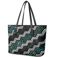 Taniko Aotearoa Mix Paua Shell Leather Tote Bag Niho Taniwha Turquoise Glitter LT01 - Polynesian Pride
