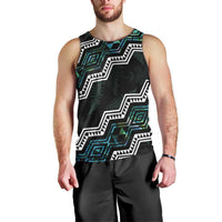 Personalised Taniko Aotearoa Mix Paua Shell Men Tank Top Niho Taniwha Turquoise Glitter LT01 - Polynesian Pride