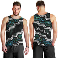 Personalised Taniko Aotearoa Mix Paua Shell Men Tank Top Niho Taniwha Turquoise Glitter LT01 - Polynesian Pride