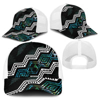 Taniko Aotearoa Mix Paua Shell Mesh Trucker Cap Niho Taniwha Turquoise Glitter - Polynesian Pride