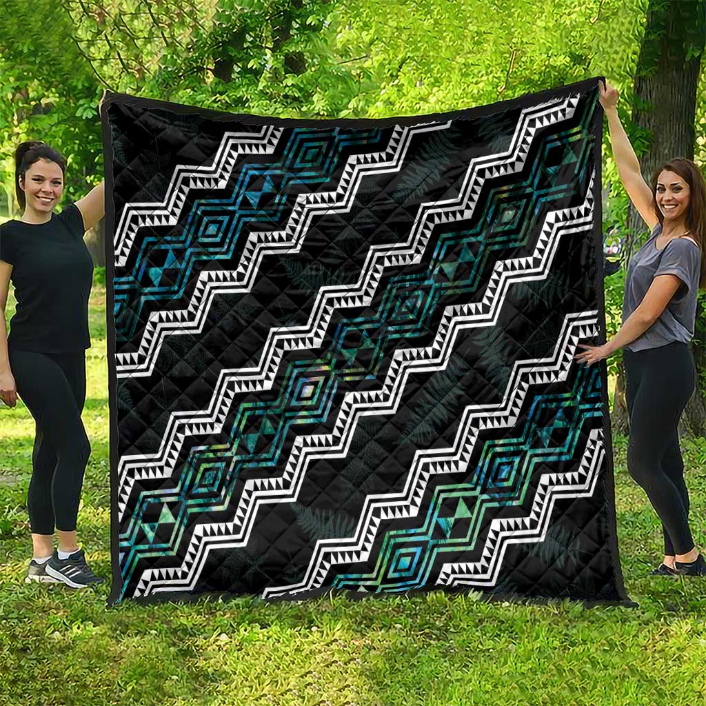 Personalised Taniko Aotearoa Mix Paua Shell Quilt Niho Taniwha Turquoise Glitter