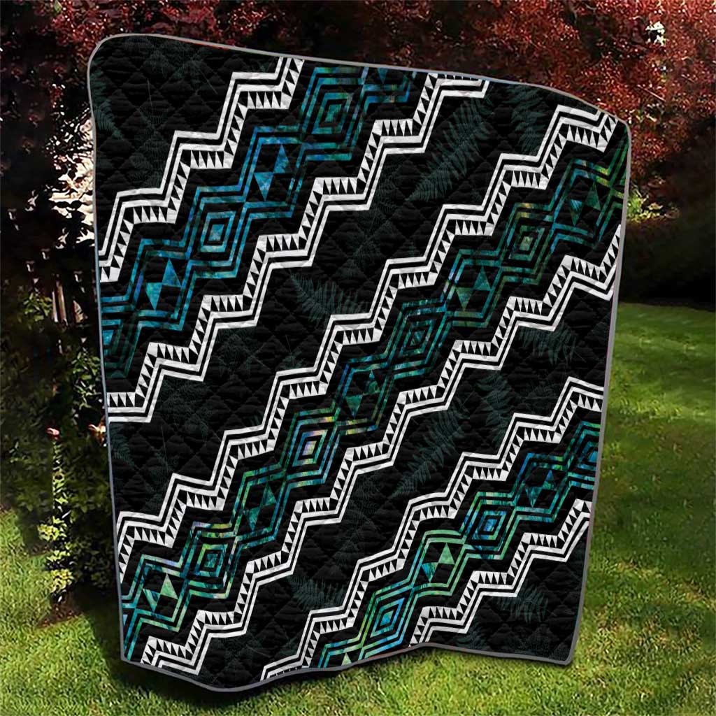 Personalised Taniko Aotearoa Mix Paua Shell Quilt Niho Taniwha Turquoise Glitter