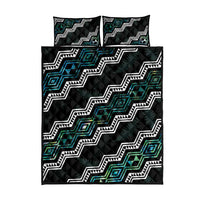 Taniko Aotearoa Mix Paua Shell Quilt Bed Set Niho Taniwha Turquoise Glitter LT01 - Polynesian Pride