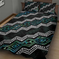 Taniko Aotearoa Mix Paua Shell Quilt Bed Set Niho Taniwha Turquoise Glitter LT01 - Polynesian Pride