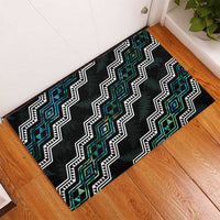 Taniko Aotearoa Mix Paua Shell Rubber Doormat Niho Taniwha Turquoise Glitter LT01 - Polynesian Pride