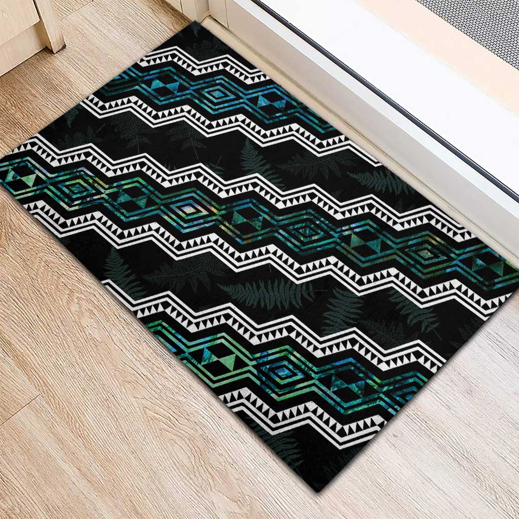 Taniko Aotearoa Mix Paua Shell Rubber Doormat Niho Taniwha Turquoise Glitter LT01 - Polynesian Pride