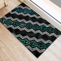 Taniko Aotearoa Mix Paua Shell Rubber Doormat Niho Taniwha Turquoise Glitter LT01 - Polynesian Pride