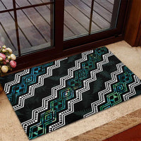 Taniko Aotearoa Mix Paua Shell Rubber Doormat Niho Taniwha Turquoise Glitter LT01 - Polynesian Pride