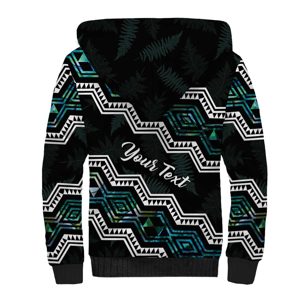 Personalised Taniko Aotearoa Mix Paua Shell Sherpa Hoodie Niho Taniwha Turquoise Glitter LT01 - Polynesian Pride