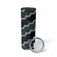 Personalised Taniko Aotearoa Mix Paua Shell Skinny Tumbler Niho Taniwha Turquoise Glitter