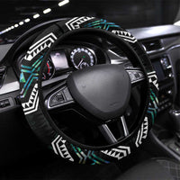 Taniko Aotearoa Mix Paua Shell Steering Wheel Cover Niho Taniwha Turquoise Glitter LT01 Universal Fit Turquoise - Polynesian Pride