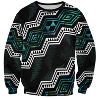 Personalised Taniko Aotearoa Mix Paua Shell Sweatshirt Niho Taniwha Turquoise Glitter LT01 Unisex Turquoise - Polynesian Pride