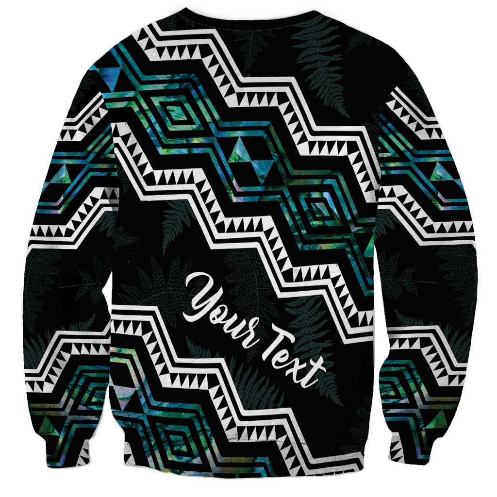 Personalised Taniko Aotearoa Mix Paua Shell Sweatshirt Niho Taniwha Turquoise Glitter LT01 - Polynesian Pride