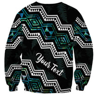 Personalised Taniko Aotearoa Mix Paua Shell Sweatshirt Niho Taniwha Turquoise Glitter LT01 - Polynesian Pride